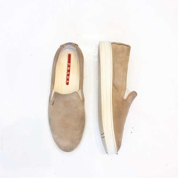 Prada - Beige Suede Slip On Shoes 355802 Women’s Us 9 - Picture 1 of 14